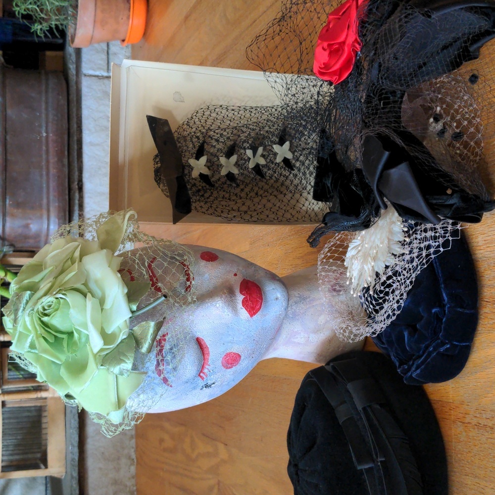 Vintage Hat LOT 40s 50s 60s (and one newer Fascinator) Retro Rockabilly